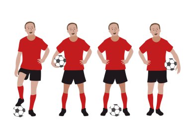 Futbol oyuncusu, vektör çizim seti.