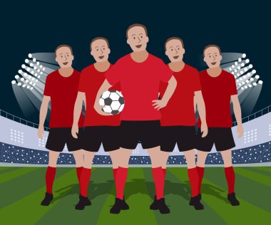 Futbol oyuncusu, vektör çizim seti.