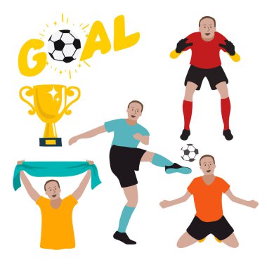 Futbol oyuncusu, vektör çizim seti.