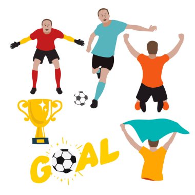 Futbol oyuncusu, vektör çizim seti.