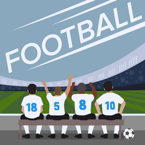 Football Match Football Les Joueurs Football Attendent Sur Banc — Image vectorielle