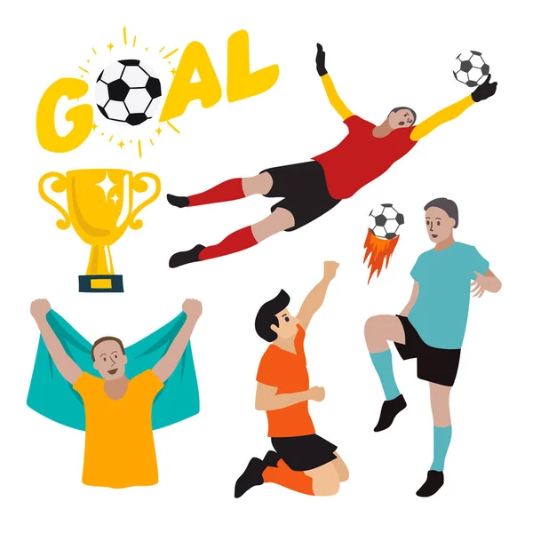 Futbol oyuncusu, vektör çizim seti.