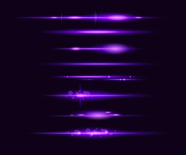 Conjunto Imagen Abstracta Destello Iluminación Púrpura — Vector de stock