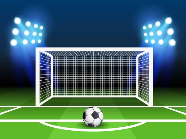 Voetbal Voetbal Kampioenschap Vector Achtergrond Met Sport Bal Doelstellingen Penalty — Stockvector