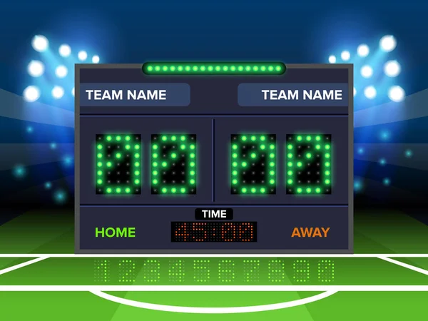 Stadium Electronic Sports Scoreboard Soccer Time Football Match Result Display — Stock Vector