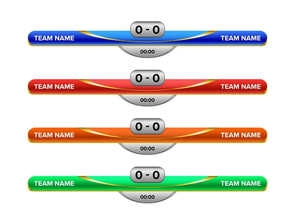 Marcador Deportivo Con Visualización Tiempo Resultados Plantilla Vectorial Para Diseño — Vector de stock