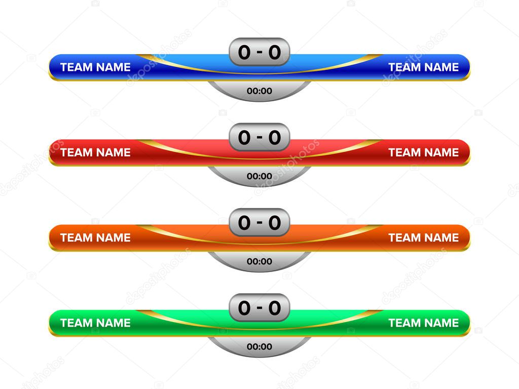 Sport scoreboard with time and result display. Vector template for your design.