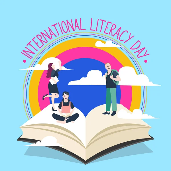 Міжнародний День Грамотності Плакат Концепція Освіти Векторні Ілюстрації — стоковий вектор
