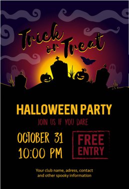 Cadılar Bayramı partisi posterin vektör şablonu