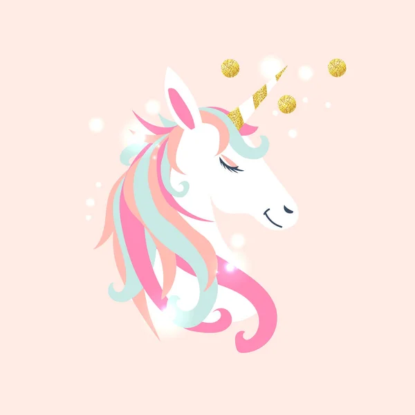 Vector Illustration Unicorn Pink Background — Stock Vector