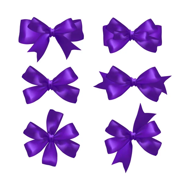 Фиолетовые Ленты Луки Изолированы Белом Фоне — стоковый вектор