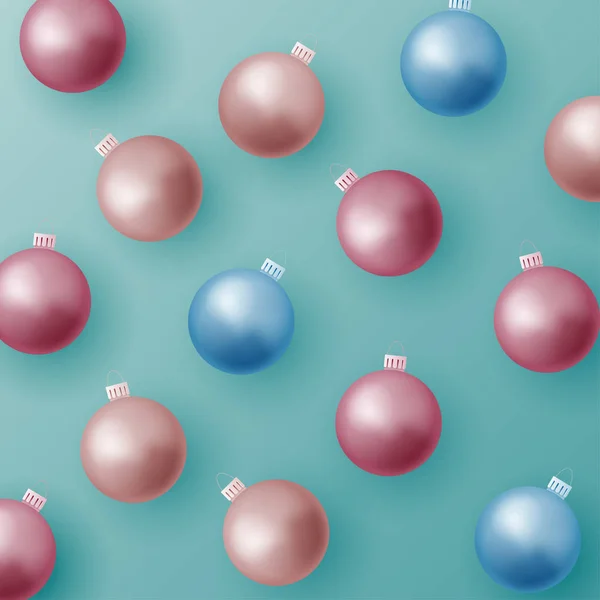 Modèle Sans Couture Avec Des Boules Noël Sur Fond Bleu — Image vectorielle