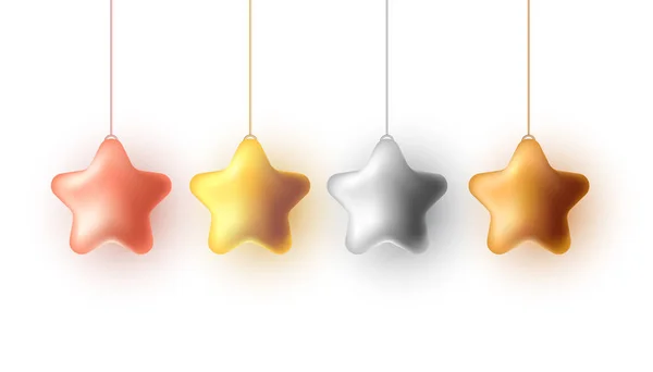 Conjunto Bolas Forma Estrelas Sobre Fundo Branco Ilustração Vetorial — Vetor de Stock