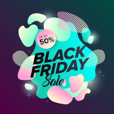 Siyah Cuma satış Web Banner tasarım şablonu. Reklam afişi. Vektör çizim.