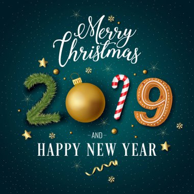 Neşeli Noel metin tasarım. Vektör logosu, tipografi. Afiş, tebrik kartı, hediye paketi olarak kullanılabilir 