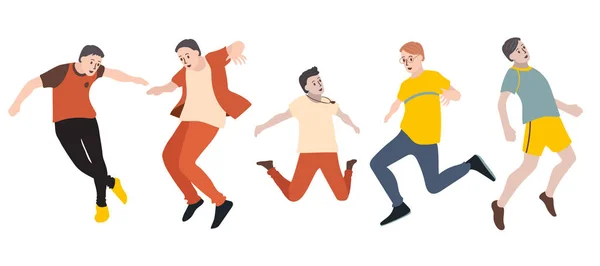 Ensemble Différents Hommes Danseurs Sur Blanc Illustration Vectorielle — Image vectorielle