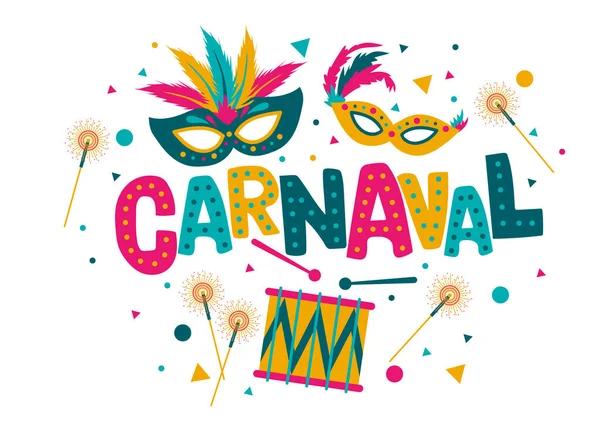 Banner Carnaval Colorido Artístico Ilustração Vetorial — Vetor de Stock