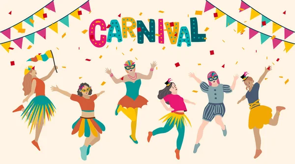 Banner Carnaval Colorido Artístico Ilustração Vetorial — Vetor de Stock