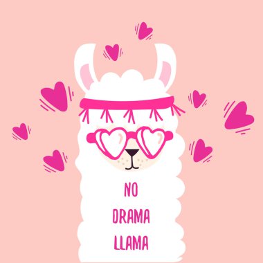 kalplere aşık lama hayvanı vektör sanatı 