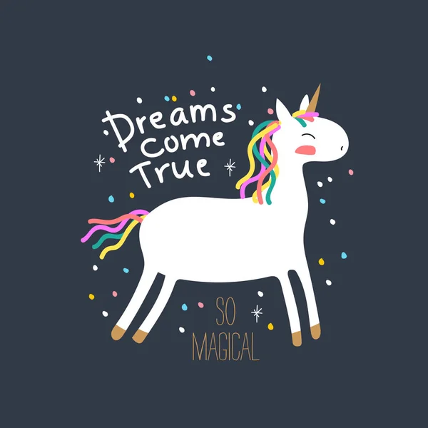 Arte Vectorial Unicornio Hadas Sueños Hechos Realidad — Archivo Imágenes Vectoriales