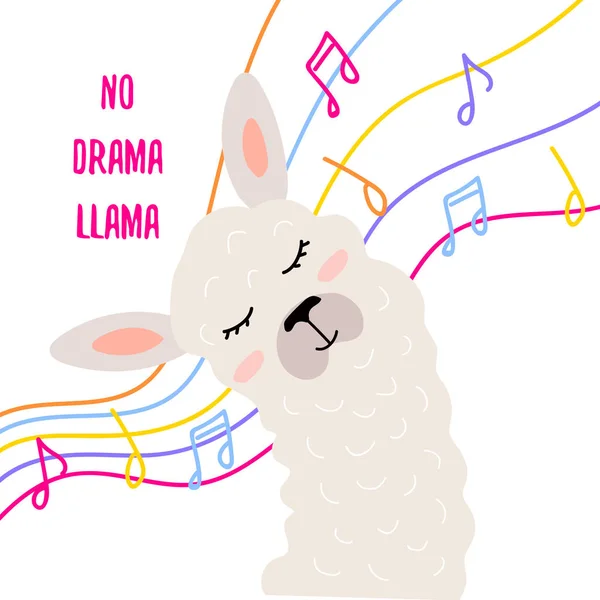 Vector Arte Llama Animal Notas Melodía Llama Drama — Archivo Imágenes Vectoriales