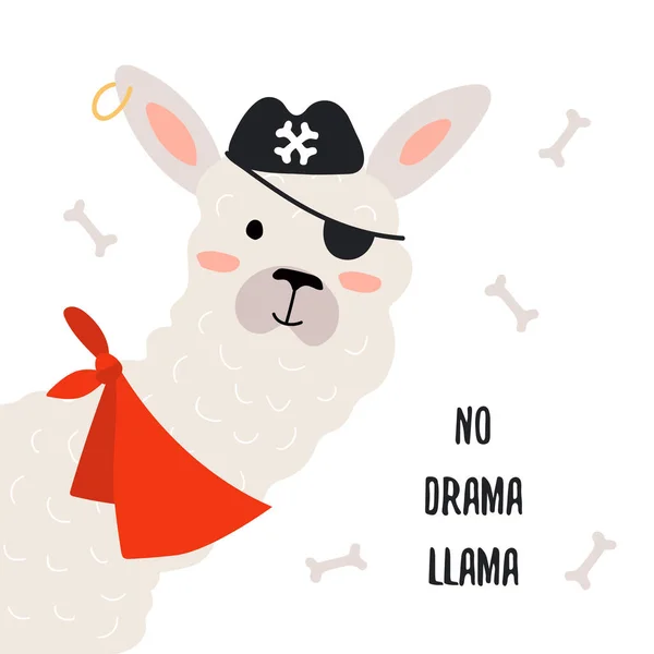 Arte Vectorial Llama Animal Pirata Llama Drama — Archivo Imágenes Vectoriales