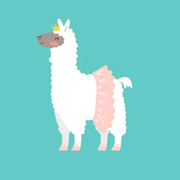 vector art of llama animal wearing skirt and crown