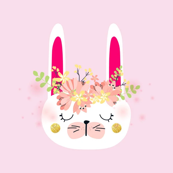 Art Vectoriel Lapin Mignon Dans Les Fleurs — Image vectorielle