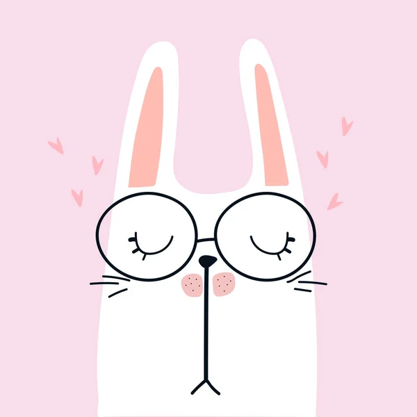 Art Vectoriel Mignon Lapin Portant Des Lunettes — Image vectorielle