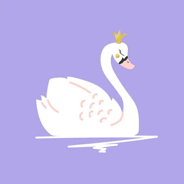 Vector Art White Cartoon Swan Crown — Stock Vector