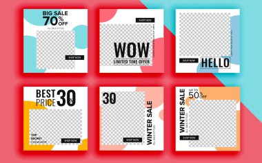 Renkli satış afişleri, posterler seti.