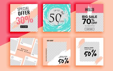 Renkli satış afişleri, posterler seti.