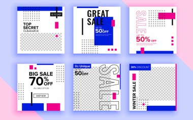 Renkli satış afişleri, posterler seti.