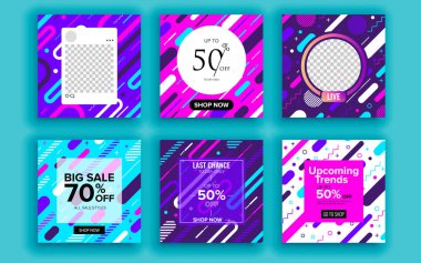 Renkli satış afişleri, posterler seti.