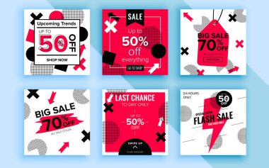 Renkli satış afişleri, posterler seti.