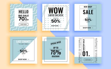 Renkli satış afişleri, posterler seti.