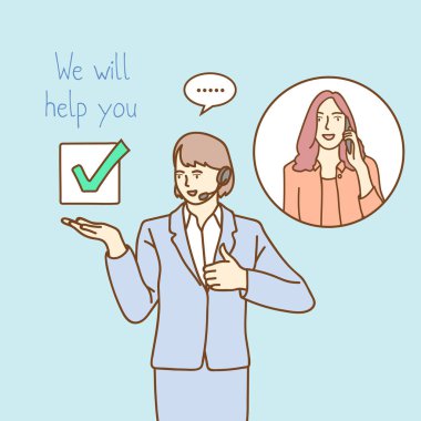 Müşteri hizmetleri kavramı, basit illüstrasyon.