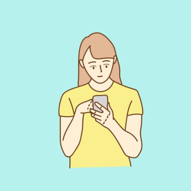 Smartphome kullanan kadın portresi