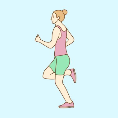 Sportif kadın koşu yan görünümü