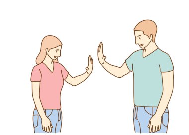 Kadın ve adam yüksek beş vererek konuşma