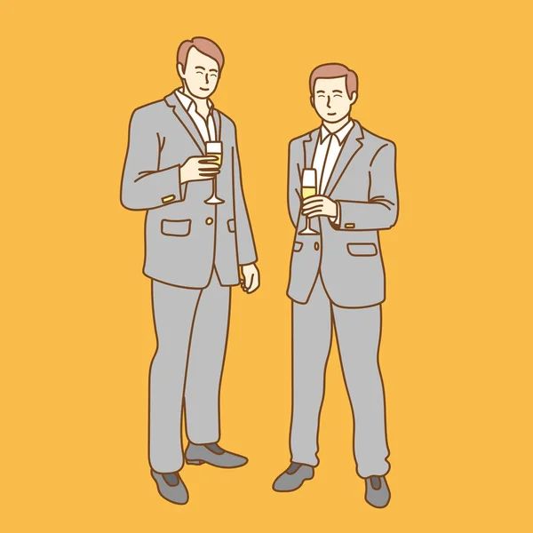 Dos Hombres Negocios Bebiendo Champán — Archivo Imágenes Vectoriales