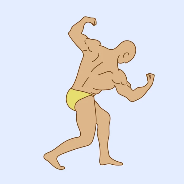 Bodybuilder Posant Montrant Les Muscles — Image vectorielle