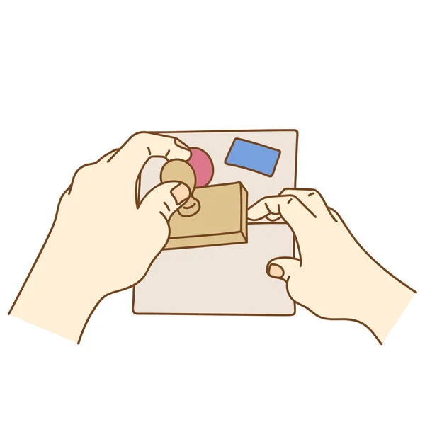 Marquage Des Mains Humaines Sur Passeport — Image vectorielle