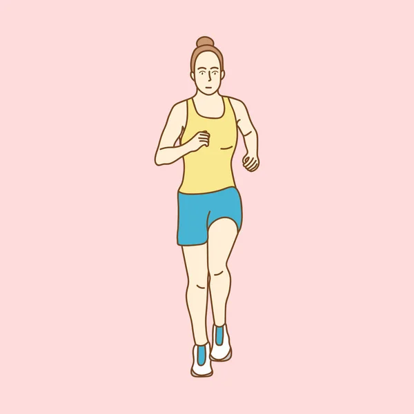 Kadın Koşu Önden Görünümü — Stok Vektör