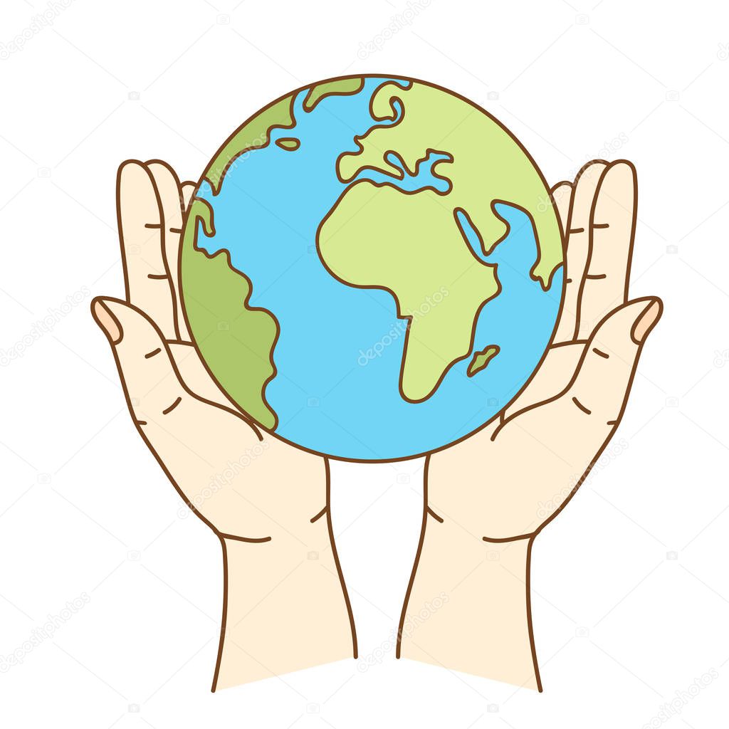 Human hands holdig earth globe