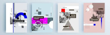 Minimum geometrik desenli posterler. vektör modern soyut arkaplan