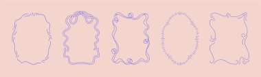 Boşluk iletilerini kopyalamak için farklı şekil ve biçimlere sahip dekoratif el çizimi çerçeveler