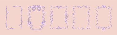 Boşluk iletilerini kopyalamak için farklı şekil ve biçimlere sahip dekoratif el çizimi çerçeveler