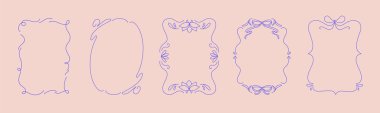 Boşluk iletilerini kopyalamak için farklı şekil ve biçimlere sahip dekoratif el çizimi çerçeveler