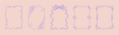 Boşluk iletilerini kopyalamak için farklı şekil ve biçimlere sahip dekoratif el çizimi çerçeveler